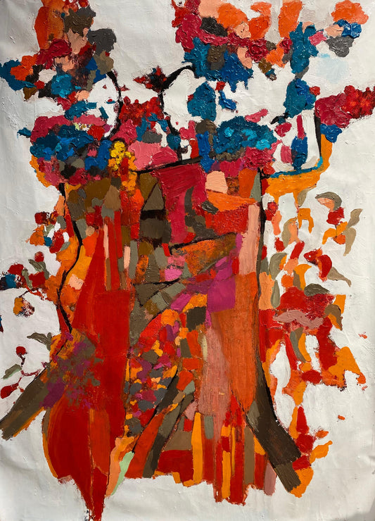 Oil on canvas painting by Lebanese artist Louma Rabah done in 2018 and measuring 140 x 100 cms