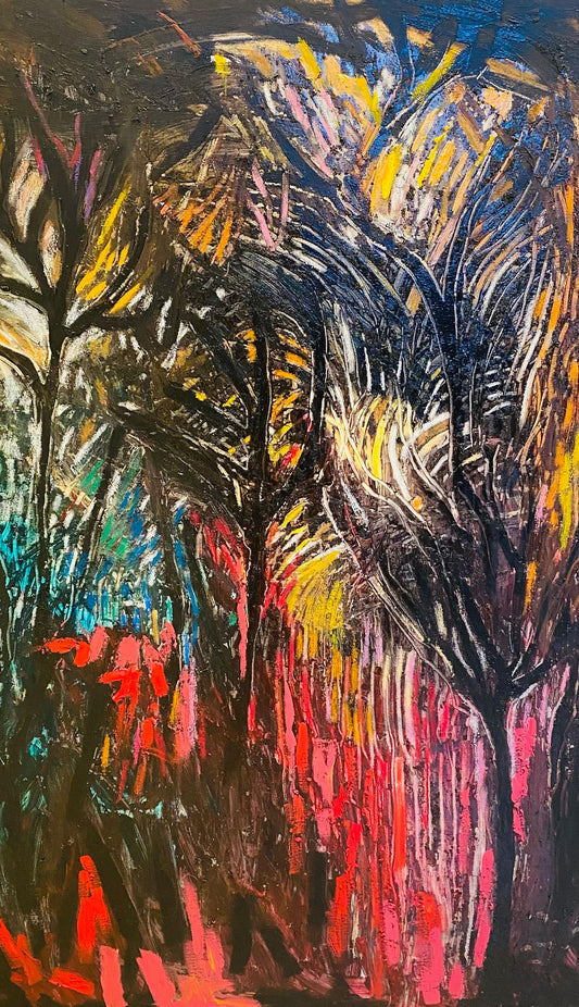 Oil on canvas painting by Lebanese artist Louma Rabah done in 2019 and measuring 90 x 60 cms