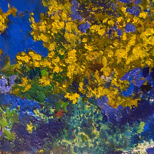 Oil on canvas painting by Lebanese artist Louma Rabah done in 2017 and measuring 40 x 40 cms