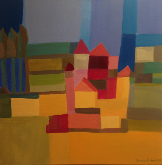 Oil on canvas painting by Lebanese artist Louma Rabah done in 2012 and measuring 50 x 50 cms