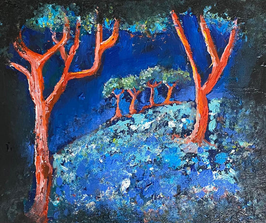 Oil on canvas painting by Lebanese artist Louma Rabah done in 2017 and measuring 70 x 70 cms