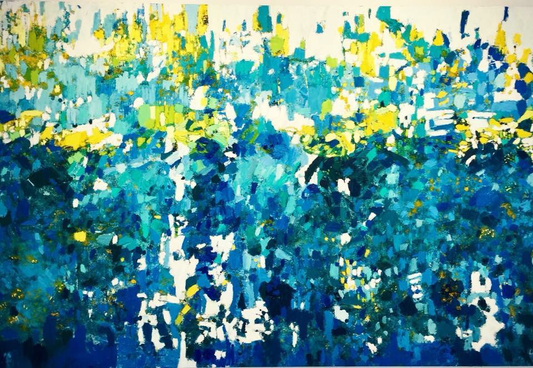 Oil on canvas painting by Lebanese artist Louma Rabah done in 2018 and measuring 200 x 270 cms