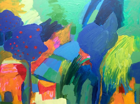 Oil on canvas painting by Lebanese artist Louma Rabah done in 2017 and measuring 70 x 90 cms