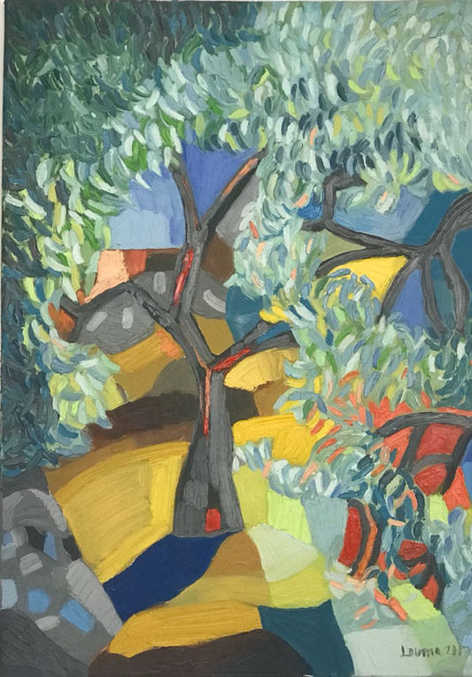 Oil on canvas painting by Lebanese artist Louma Rabah done in 2017 and measuring 50 x 80 cms