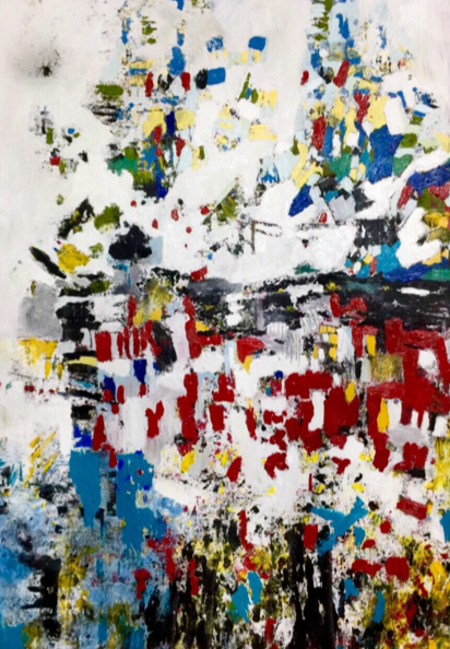 Oil on canvas painting by Lebanese artist Louma Rabah done in 2017 and measuring 200 x 150 cms