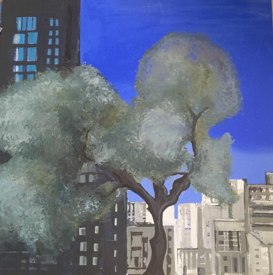 Oil on canvas painting by Lebanese artist Louma Rabah done in 2017 and measuring 120 x 100 cms