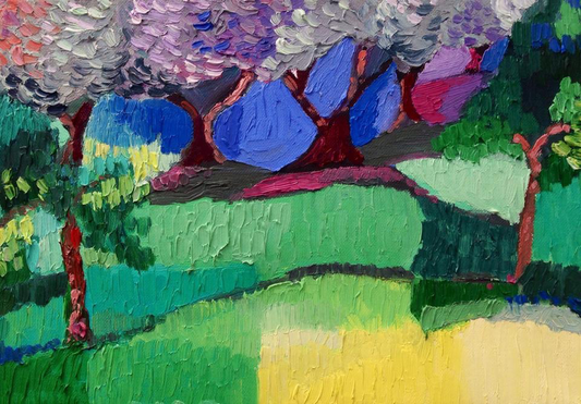 Oil on canvas painting by Lebanese artist Louma Rabah done in 2017 and measuring 30 x 50 cms